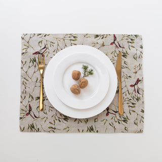Mistletoe on Natural Linen Placemat - Linen Tales Global 