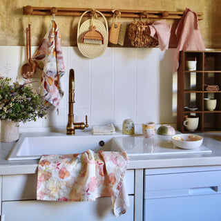 Misty Rose Linen Kitchen Towel - Linen Tales 