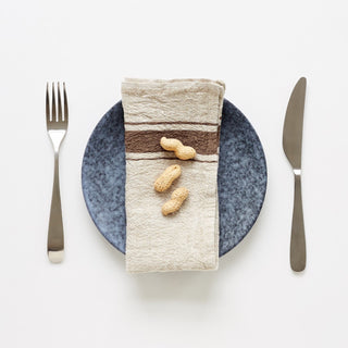 Mocca Stripe Vintage Linen Napkins Set of 2 - Linen Tales Global 