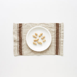 Mocca Stripe Vintage Linen Placemat - Linen Tales Global 