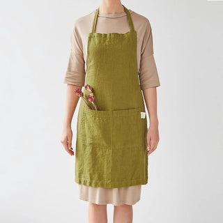 Moss Green Linen Daily Apron - Linen Tales 