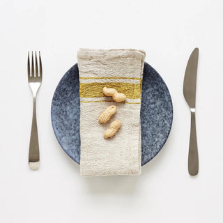 Mustard Stripe Vintage Linen Napkins Set of 2 - Linen Tales 