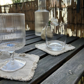 Natural Linen Coasters with Fringes Set of 4 - Linen Tales 