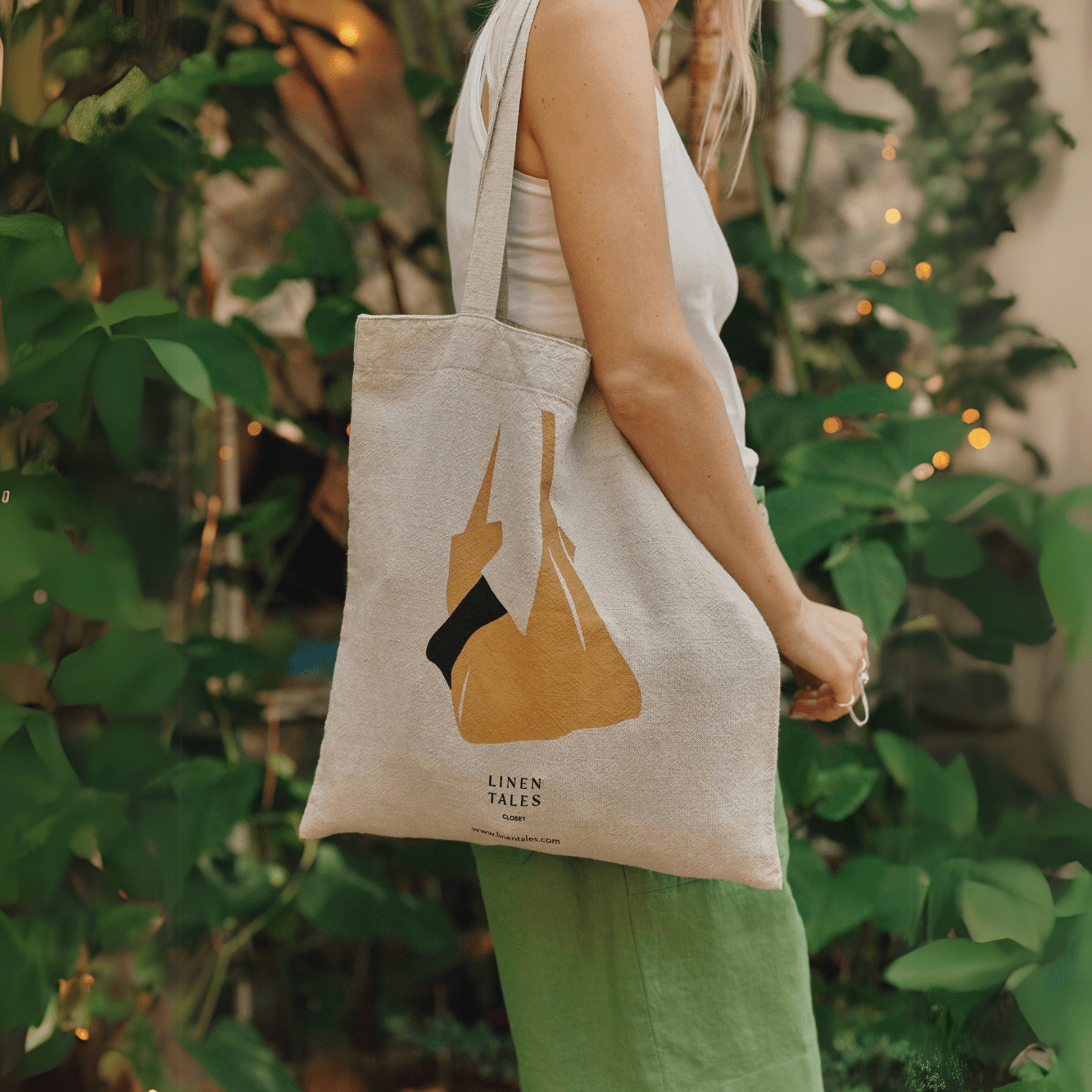 Natural Linen & Cotton Tote Bag with Bag Print | Linen Tales Natural Linen & Cotton Tote Bag with Bag Print | Linen Tales
