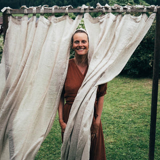 Natural Linen Daytime Tie Top Curtain Set of 2 - Linen Tales 10