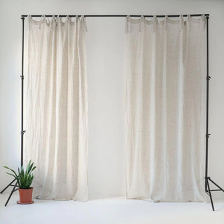 Natural Linen Daytime Tie Top Curtain Set of 2 - Linen Tales 