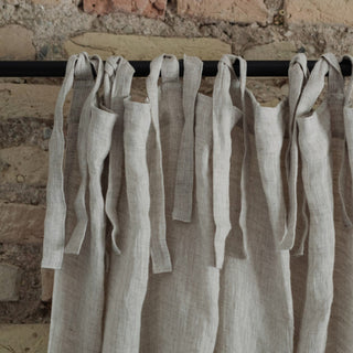 Natural Linen Daytime Tie Top Curtain Set of 2 - Linen Tales 3