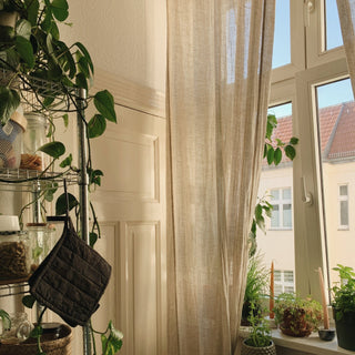 Natural Linen Daytime Tie Top Curtain Set of 2 - Linen Tales 8