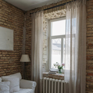 Natural Linen Daytime Tie Top Curtain Set of 2 - Linen Tales 4