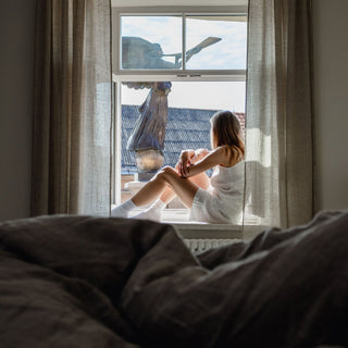 Natural Linen Night Time Rod Pocket Curtain Set of 2 - Linen Tales 4