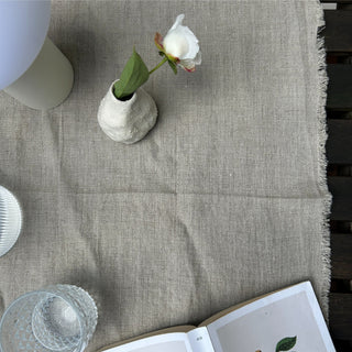 Natural Linen Table Runner with Fringes - Linen Tales 3