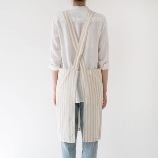 Natural White Stripes Linen Crossback Apron - Linen Tales 3