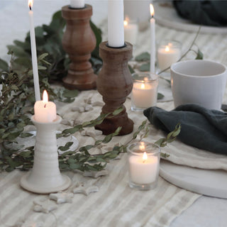 Natural White Stripes Linen Table Runner - Linen Tales 4