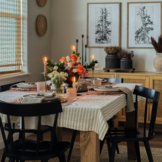 Natural White Stripes Linen Tablecloth - Linen Tales 2