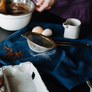 Navy Linen Kitchen Towel - Linen Tales 
