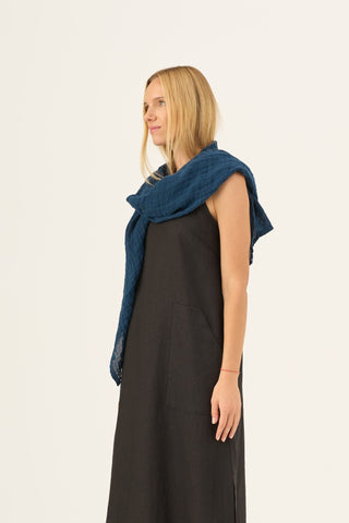 Navy Linen Lupine Scarf - Linen Tales Global 2