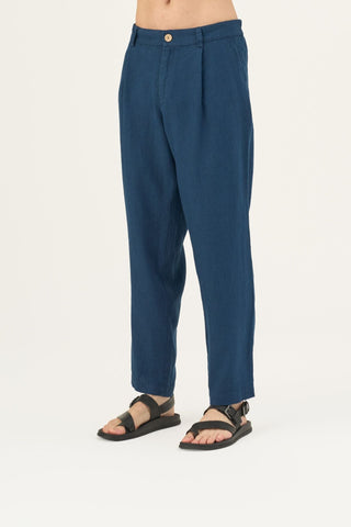Navy Linen Magnus Trousers - Linen Tales Global 3