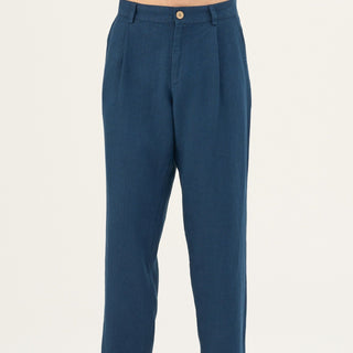 Navy Linen Magnus Trousers - Linen Tales Global 1