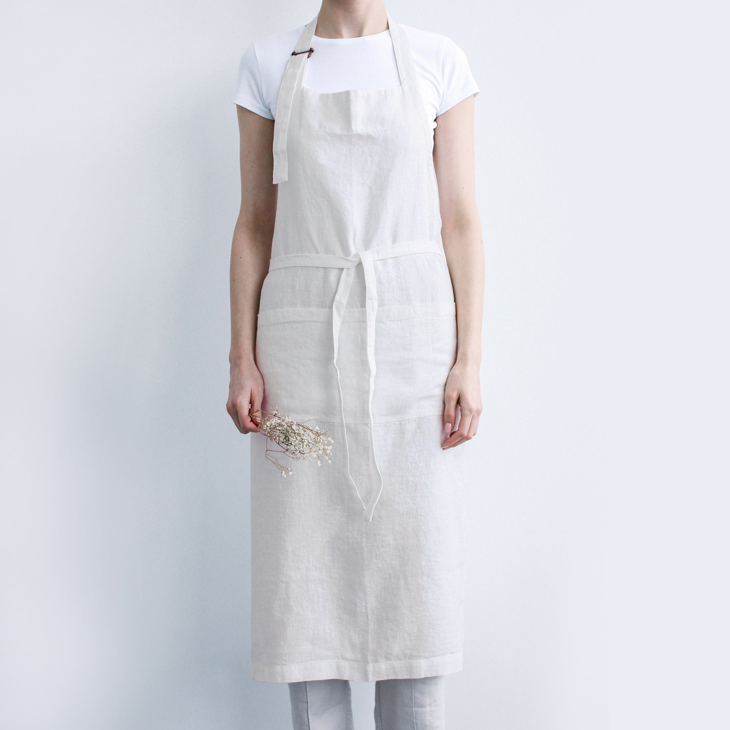 Off-White Linen Chef Apron Linen Tales Global Off-White Linen Chef Apron Linen Tales Global
