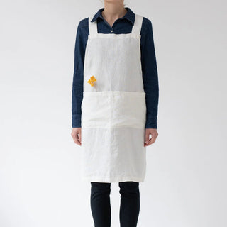 Off - White Linen Crossback Apron - Linen Tales 