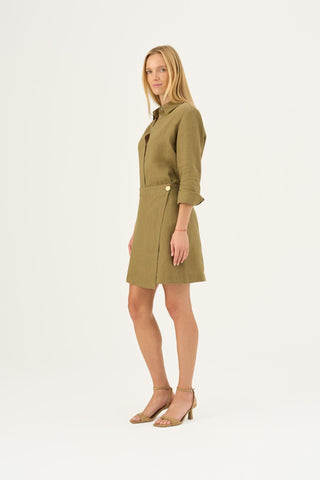 Olive Khaki Linen Azalea Shirt - Linen Tales Global 5