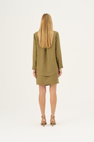 Olive Khaki Linen Azalea Shirt - Linen Tales Global 6