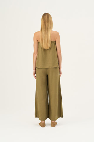 Olive Khaki Linen Candela Top - Linen Tales Global 4