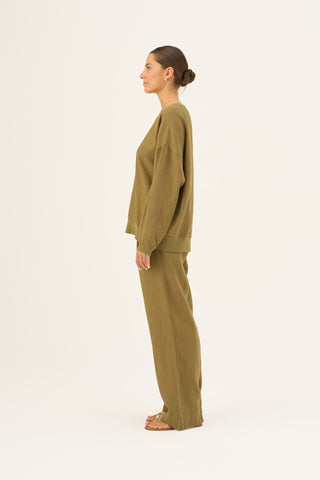 Olive Khaki Linen Dahlia Jumper - Linen Tales Global 3