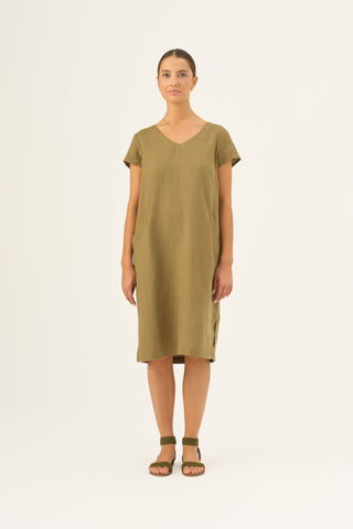 Olive Khaki Linen Goldenrod Dress – Linen Tales Global Olive Khaki Linen Goldenrod Dress – Linen Tales Global