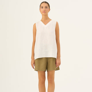 Olive Khaki Linen Hip - Hop Shorts - Linen Tales Global 