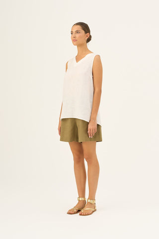 Olive Khaki Linen Hip - Hop Shorts - Linen Tales Global 
