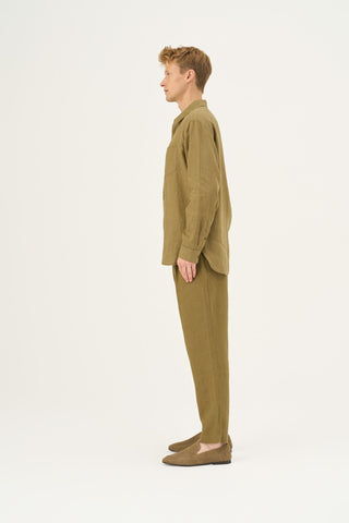 Olive Khaki Linen Larch Shirt - Linen Tales Global 3