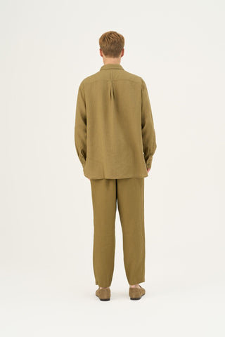 Olive Khaki Linen Larch Shirt - Linen Tales Global 4