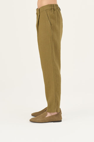 Olive Khaki Linen Magnus Trousers - Linen Tales Global 5