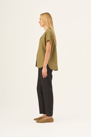 Olive Khaki Linen Melody Shirt - Linen Tales Global 3