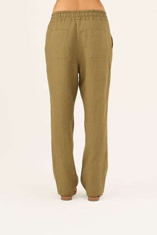 Olive Khaki Linen Octave Trousers - Linen Tales Global 6