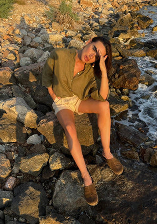 Olive Khaki Linen Oregano Shirt - Linen Tales 5