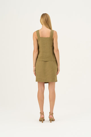 Olive Khaki Linen Polka Top - Linen Tales Global 4