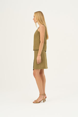 Olive Khaki Linen Polka Top - Linen Tales Global 3