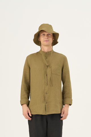 Olive Khaki Linen Solaris Hat - Linen Tales Global 3