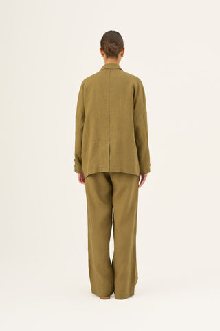 Olive Khaki Linen Ventus Jacket - Linen Tales Global 4