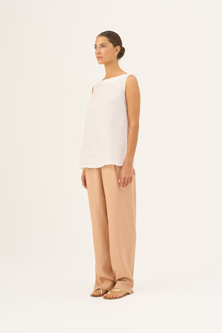 Optical White Linen Audrey Top - Linen Tales Global 2