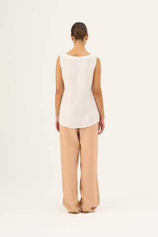 Optical White Linen Audrey Top - Linen Tales Global 4