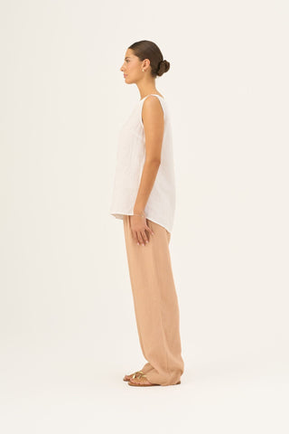 Optical White Linen Audrey Top - Linen Tales Global 3