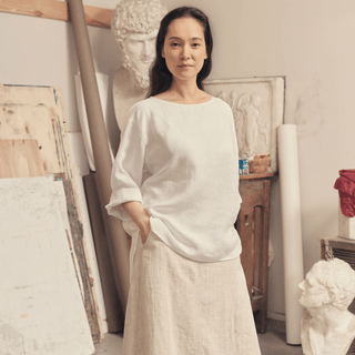 Optical White Linen Bilberry Top - Linen Tales 5