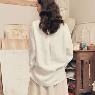 Optical White Linen Bilberry Top - Linen Tales 3