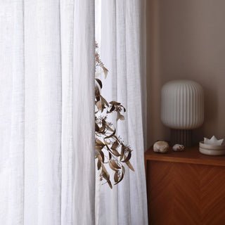 Optical White Linen Daytime Tie Top Curtain Set of 2 - Linen Tales 