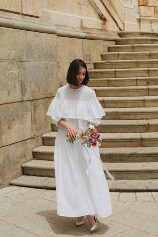 Optical White Linen Fantasia Dress - Linen Tales 5