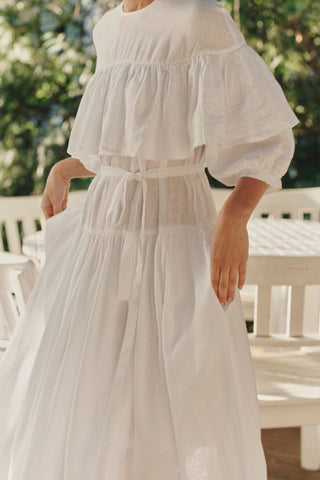 Optical White Linen Fantasia Dress - Linen Tales 4