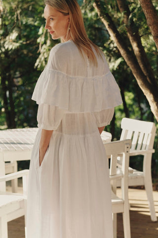 Optical White Linen Fantasia Dress - Linen Tales 